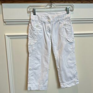 Ivy & Moon Girls white cargo crop pants size 10